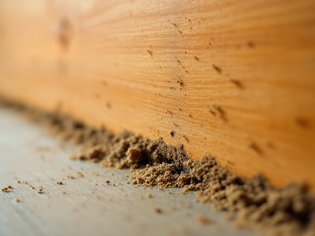 Photo avec des signes visibles d'infestation de termites